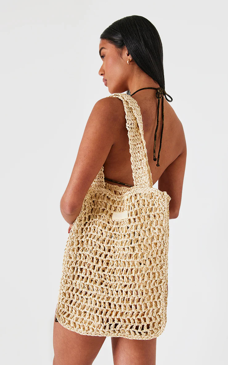 PRETTYLITTLETHING Natural Woven Straw Bag | PrettyLittleThing UK