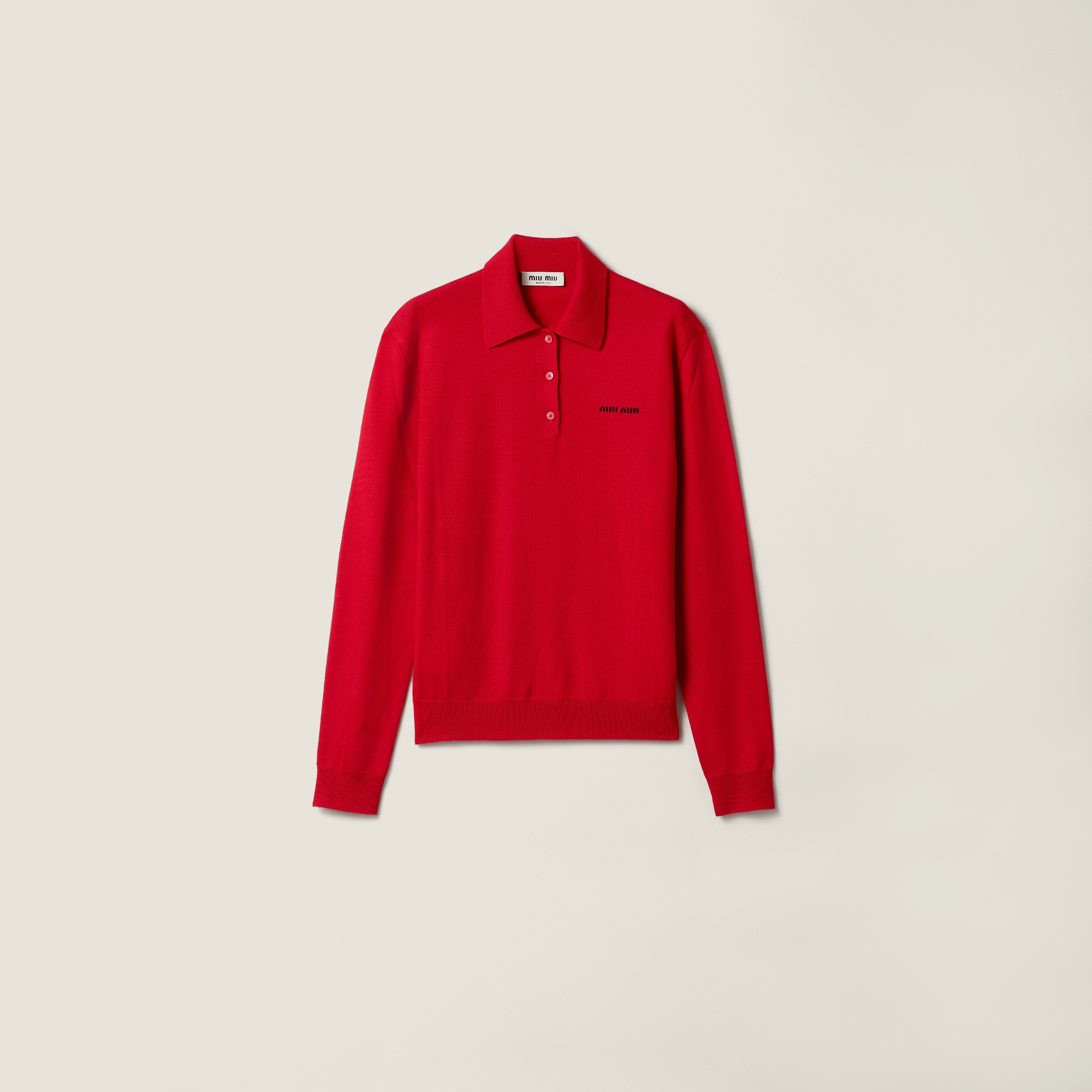 Wool knit polo shirt$ 1,390miumiunux_ | Miu Miu US