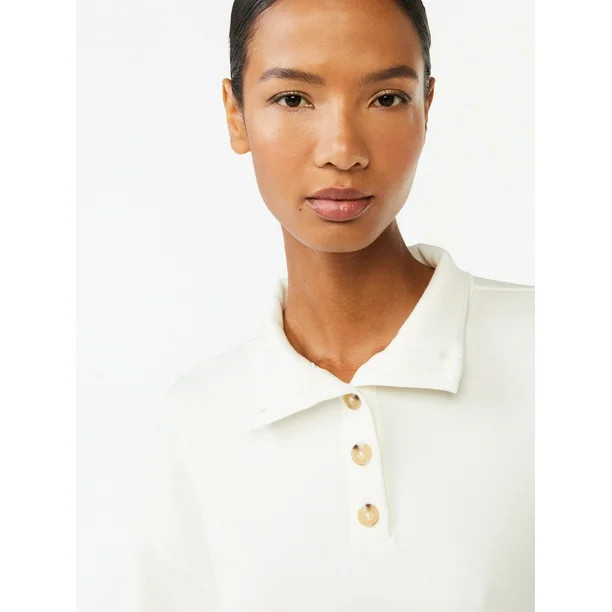 Scoop Women's Scuba Knit Button Neck Sweatshirt - Walmart.com | Walmart (US)