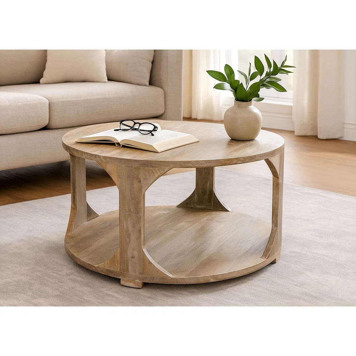 Loon Peak Jenna Round Cocktail Table With Shelves & Reviews - Wayfair Canada | Wayfair North America