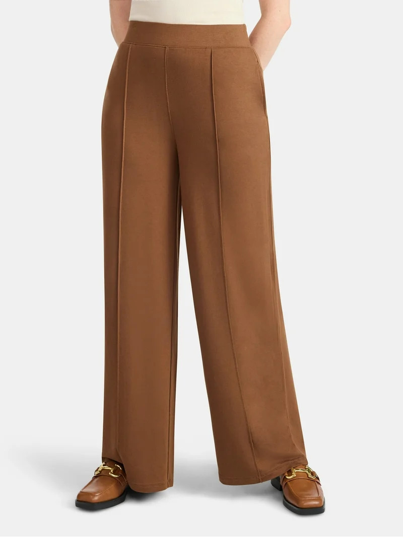Time and Tru Women's Knit Wide Leg Pants, Sizes XS-XXXL | Walmart (US)