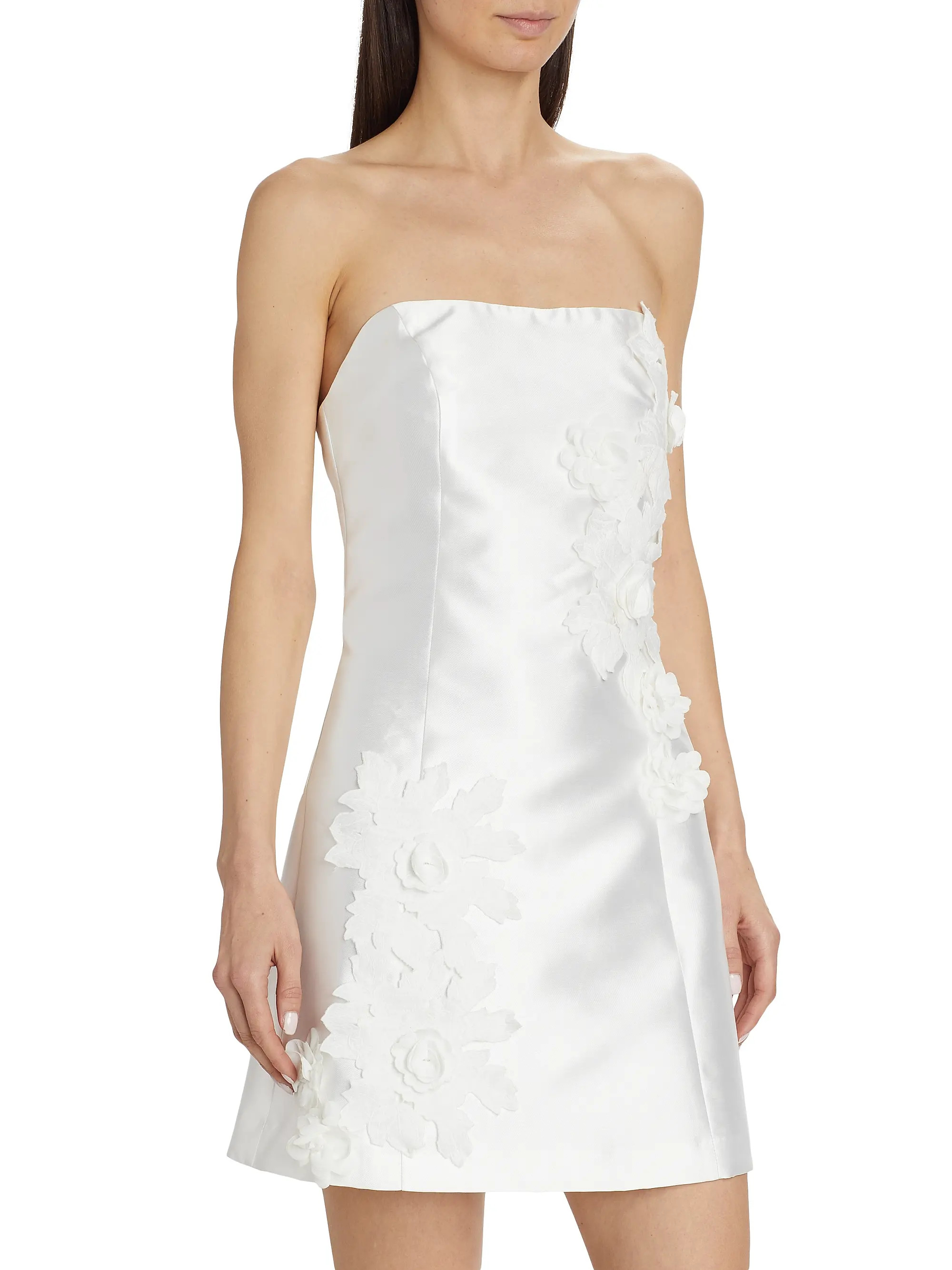 Walter Floral Applique Satin Minidress | Saks Fifth Avenue