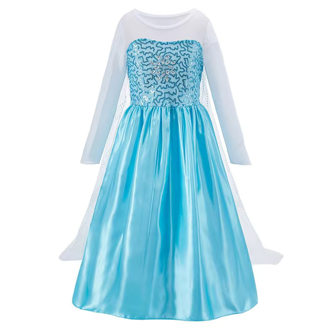 Children Elsa Gown Kids Snow Queen Dance Fancy Costume Girls Princess Halloween Long Sleeve Cloth... | AliExpress (US)