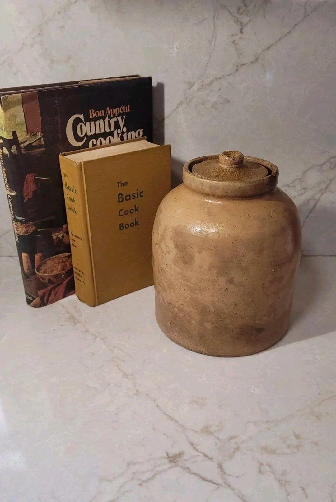 Large Antique American Pottery Crokery Beige Salt Glaze Jar Vase W/lid | Etsy (US)