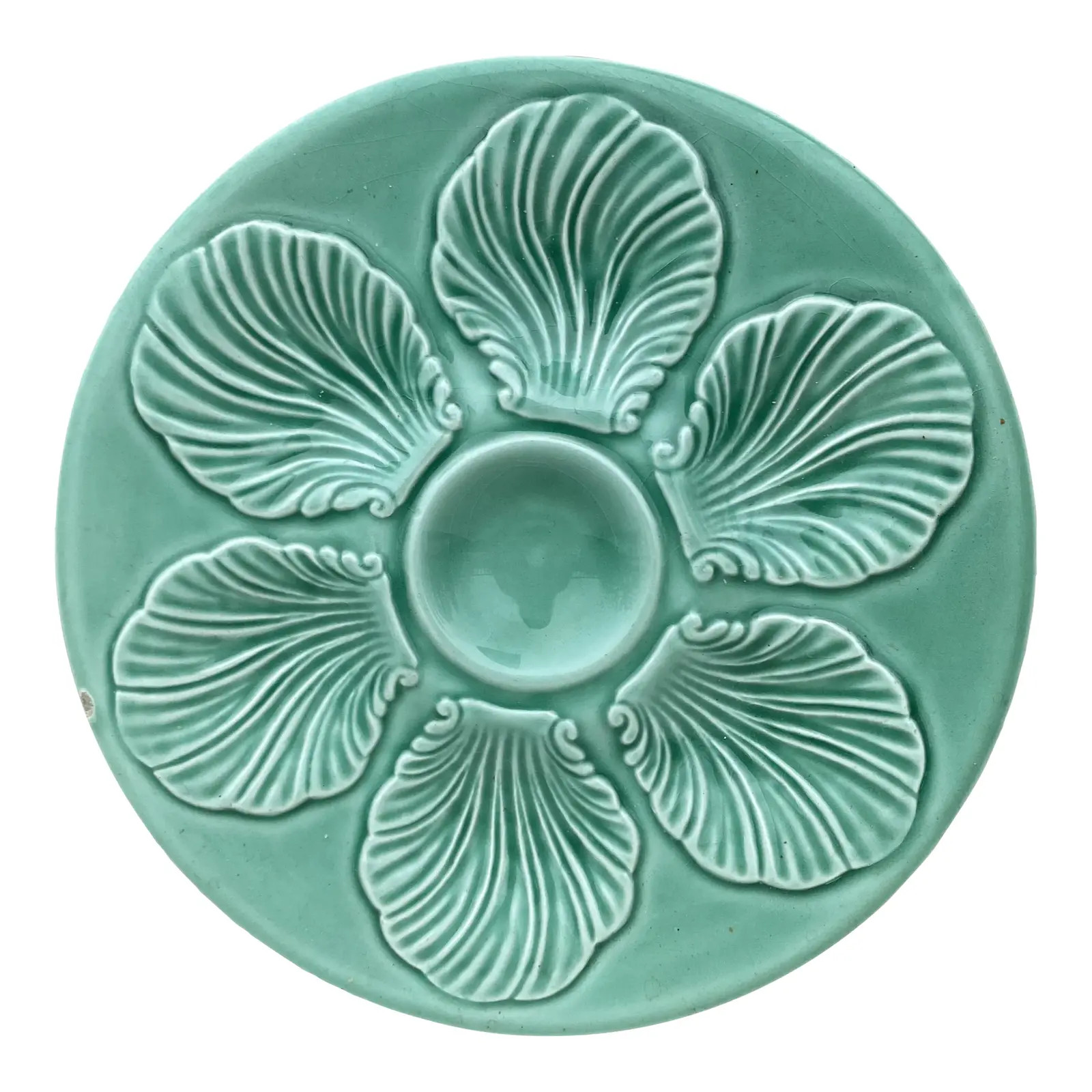 French Majolica Oyster Plate Proceram, Circa 1950 | Chairish
