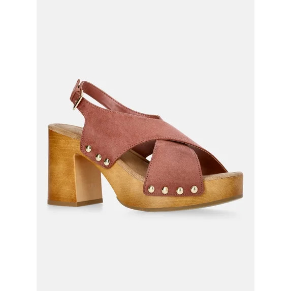 Time and Tru Women's X-Band Heeled Sandals | Walmart (US)