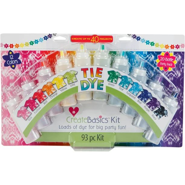 Create Basics 20 Bottle Tie Dye Party Kit, 12 Bright Colors - Walmart.com | Walmart (US)