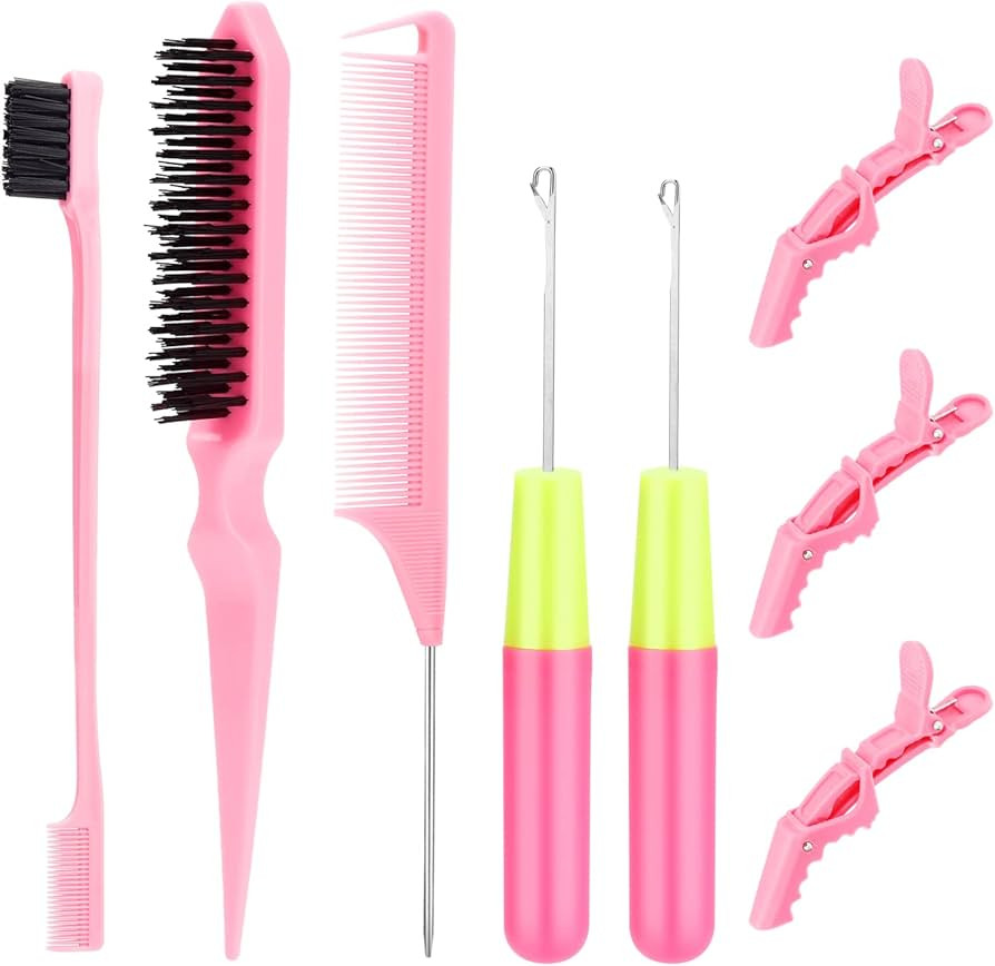 SWEET VIEW Crochet Hooks for Hair with 2pcs Crochet Needle, 1pcs Edge Brush, 1pcs Bristle Hair Br... | Amazon (US)