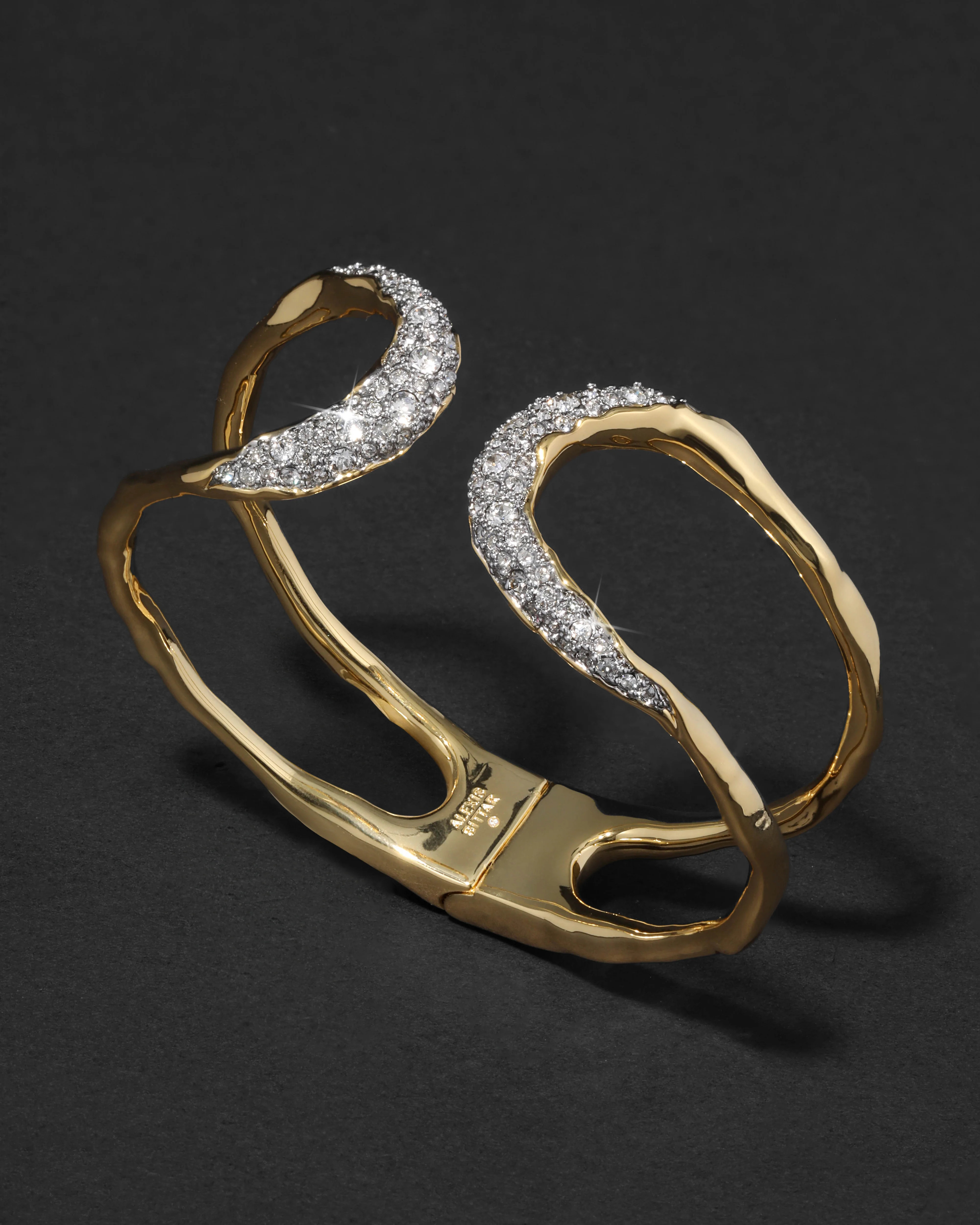 Solanales Crystal Orbiting Hinge Cuff Bracelet | Statement Cuff | Alexis Bittar
