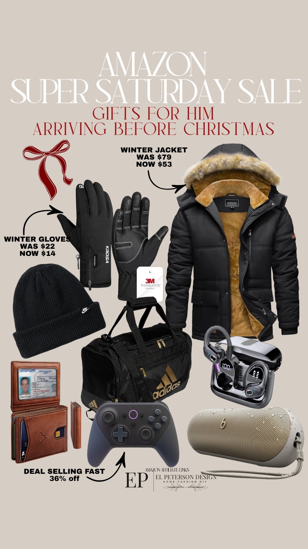 Amazon 
Super Sat Deals Arriving before Christmas 
Jacket
Duffle bag
Beanie
Wallet
Gloves
Earnings
Potable speaker
Joystick 

#LTKFindsUnder100 #LTKGiftGuide #LTKSaleAlert