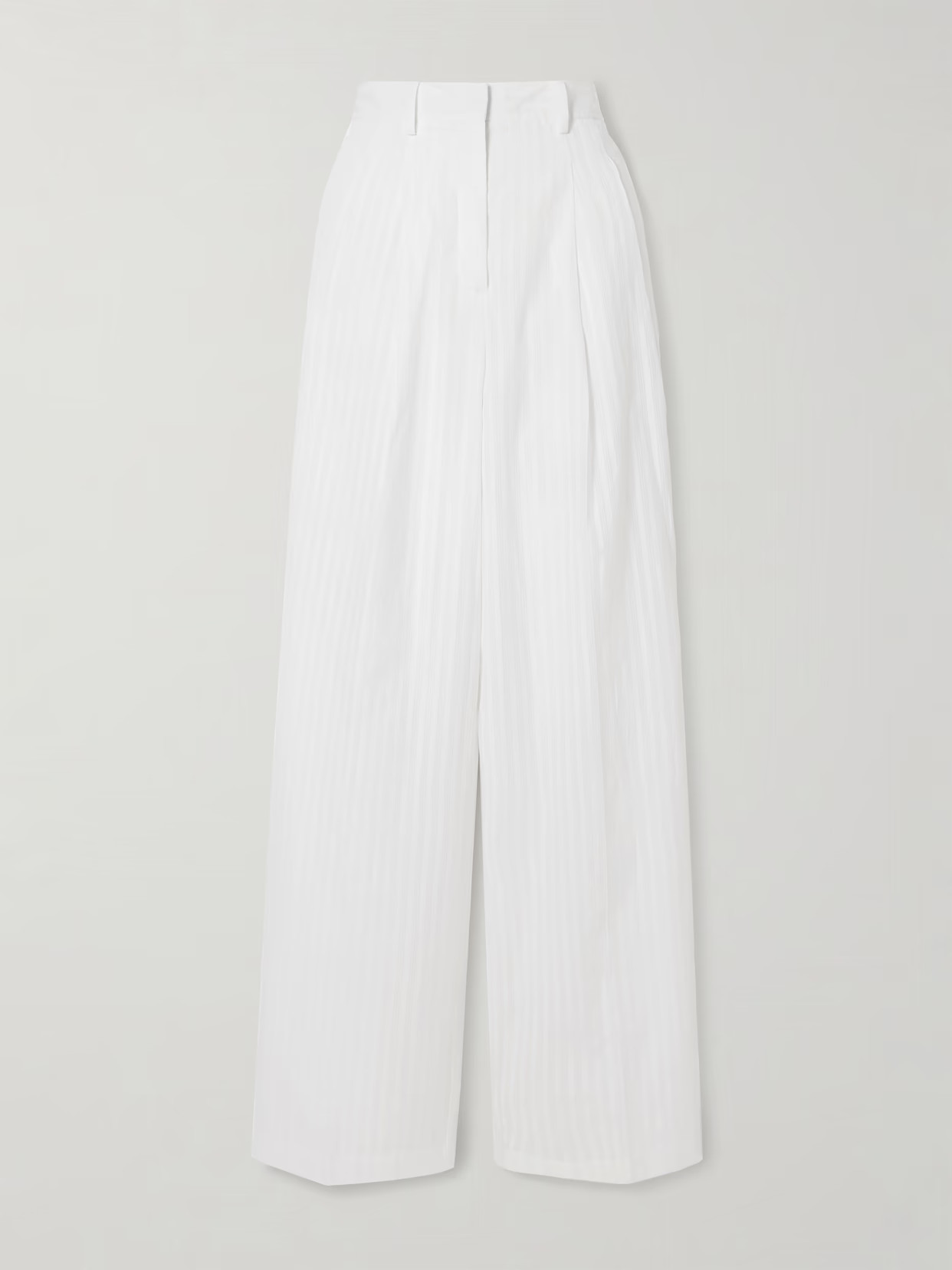 Theory - Pleated Cotton-jacquard Wide-leg Pants - White | NET-A-PORTER (UK & EU)