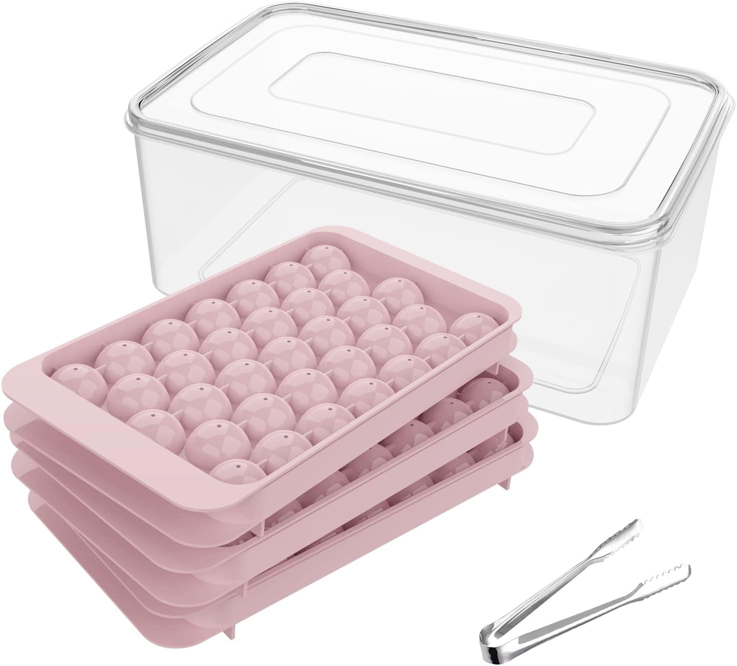 Ice Cube Tray with Lid and Bin, 1" Round Ice Trays for Freezer | Amazon (US)