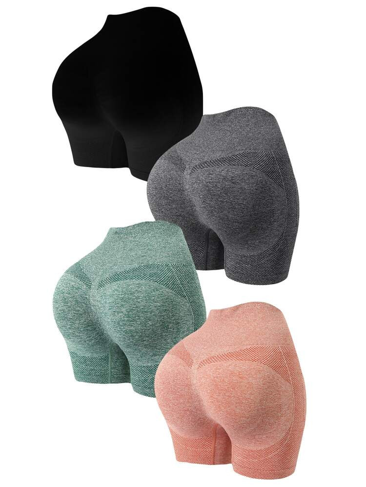 4pcs Breathable Scrunch Butt Sports Shorts | SHEIN