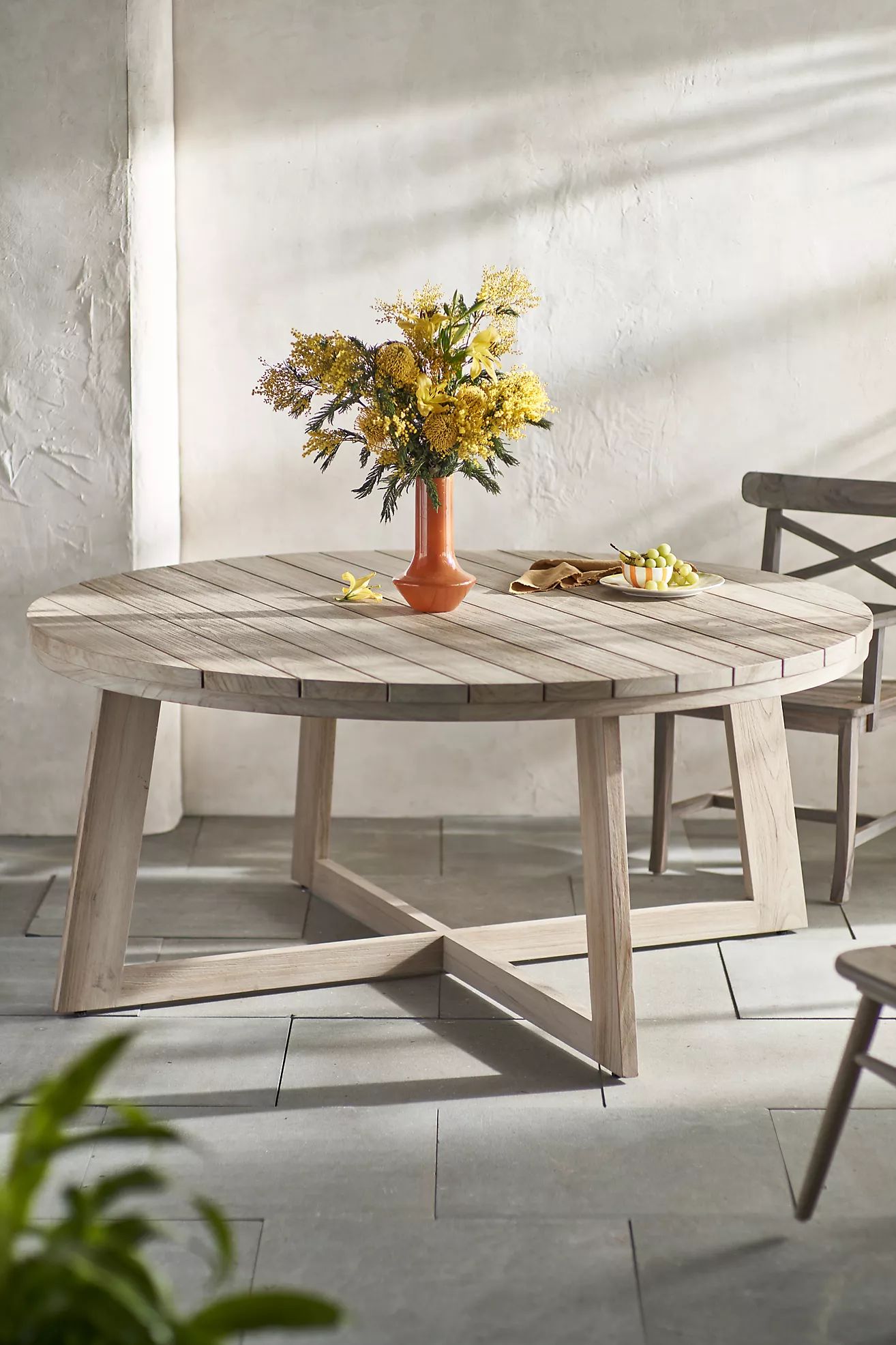 Angled Leg Teak Round Dining Table | Anthropologie (US)