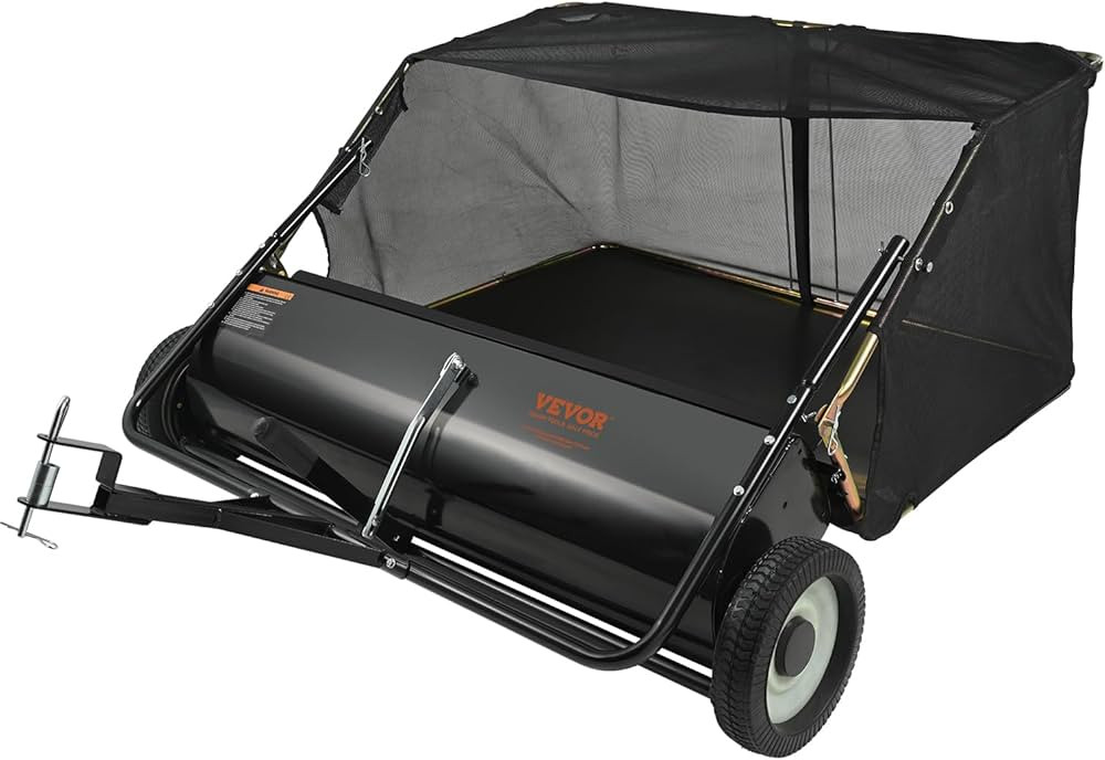 VEVOR Tow Behind Lawn Sweeper, 44 in Pull Behind Lawn Sweeper, 25 cu. ft Large Capacity Leaf & Gr... | Amazon (US)