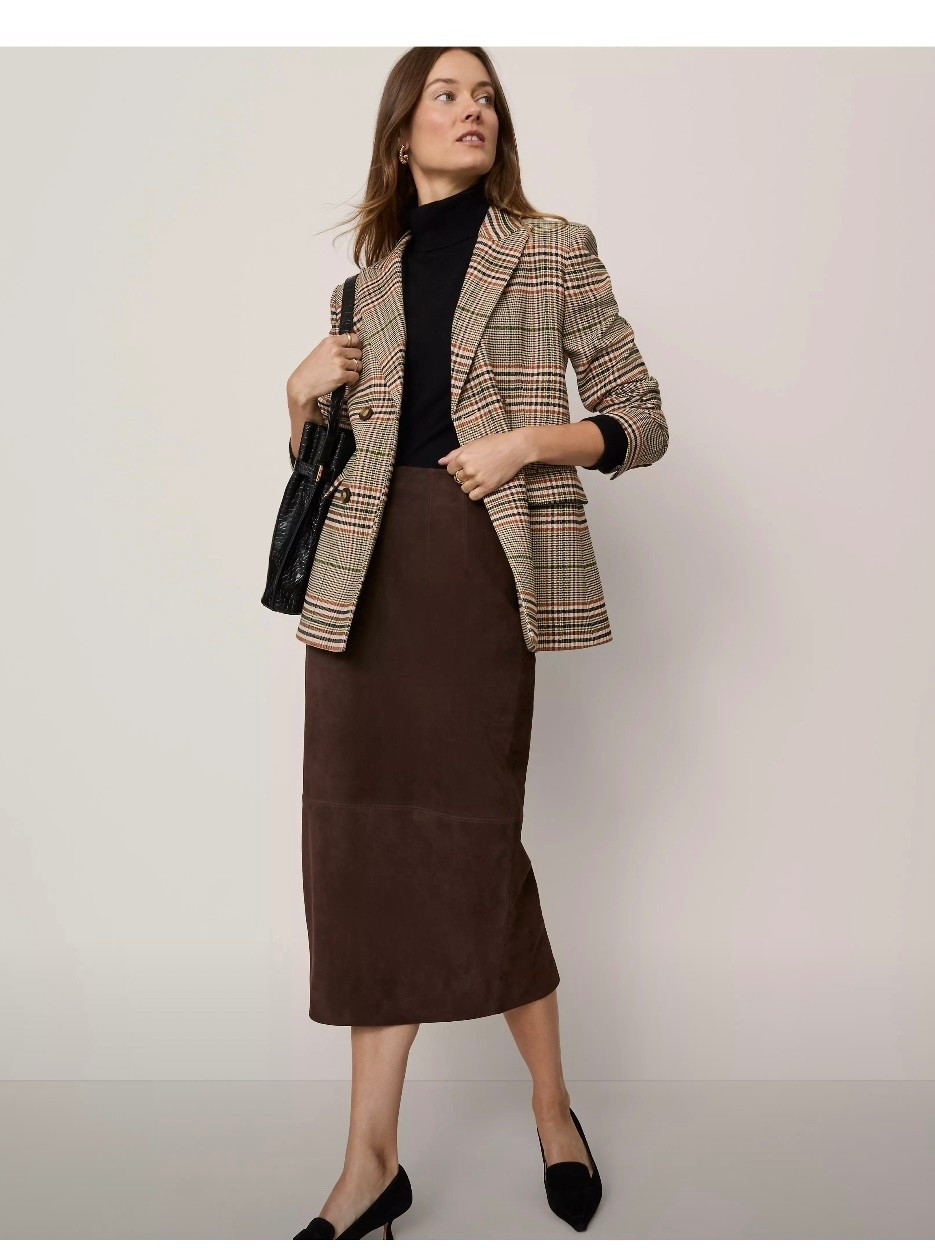 Suede midi skirt, plaid blazer, work outfit 

#LTKMidsize #LTKSeasonal #LTKWorkwear