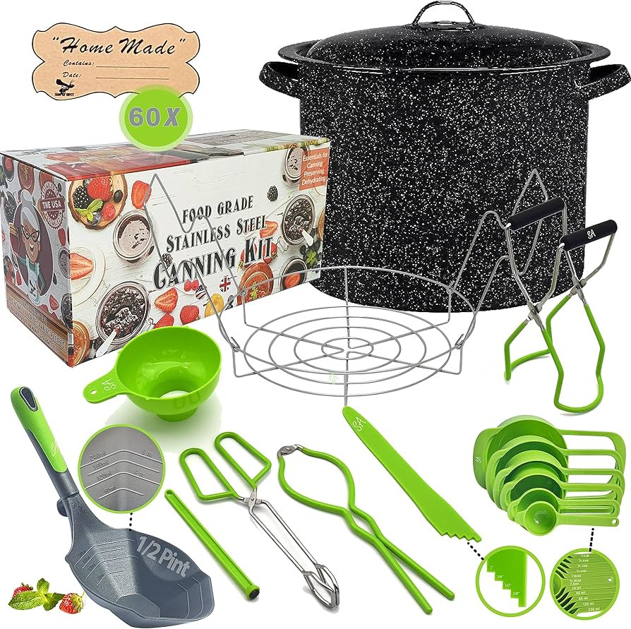 Canning Pot with Rack and full Set + ½ Pint ladle Measuring Cups - Supplies Kit for Beginner, Fo... | Amazon (US)