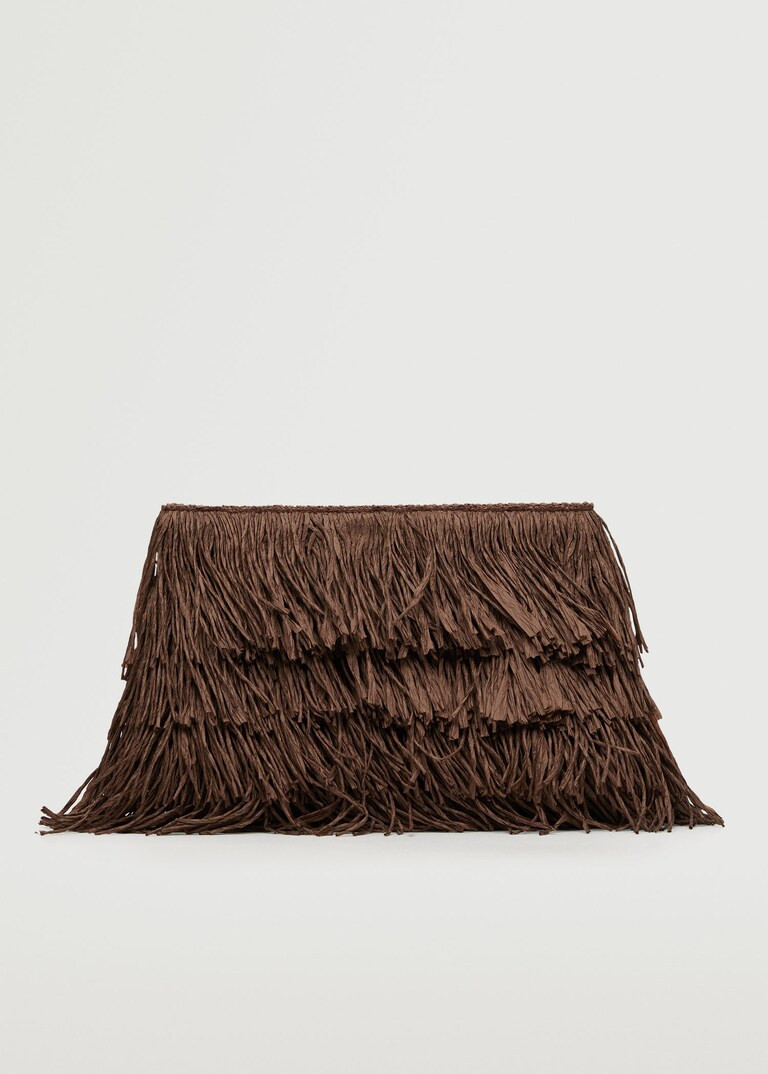 Fringed raffia bag -  Women | Mango United Kingdom | MANGO (UK)