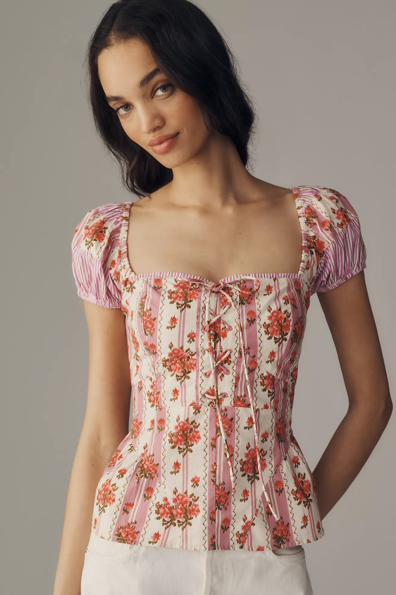 Maeve Waisted Puff-Sleeve Blouse | Anthropologie (US)