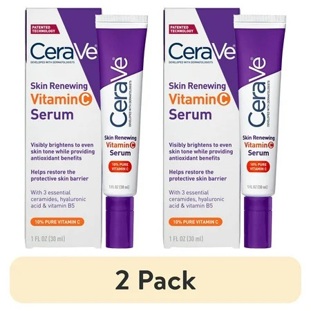 (2 pack) CeraVe Skin Renewing Vitamin C Serum, Brightening Antioxidant Serum for Dull Skin, 1 fl oz | Walmart (US)