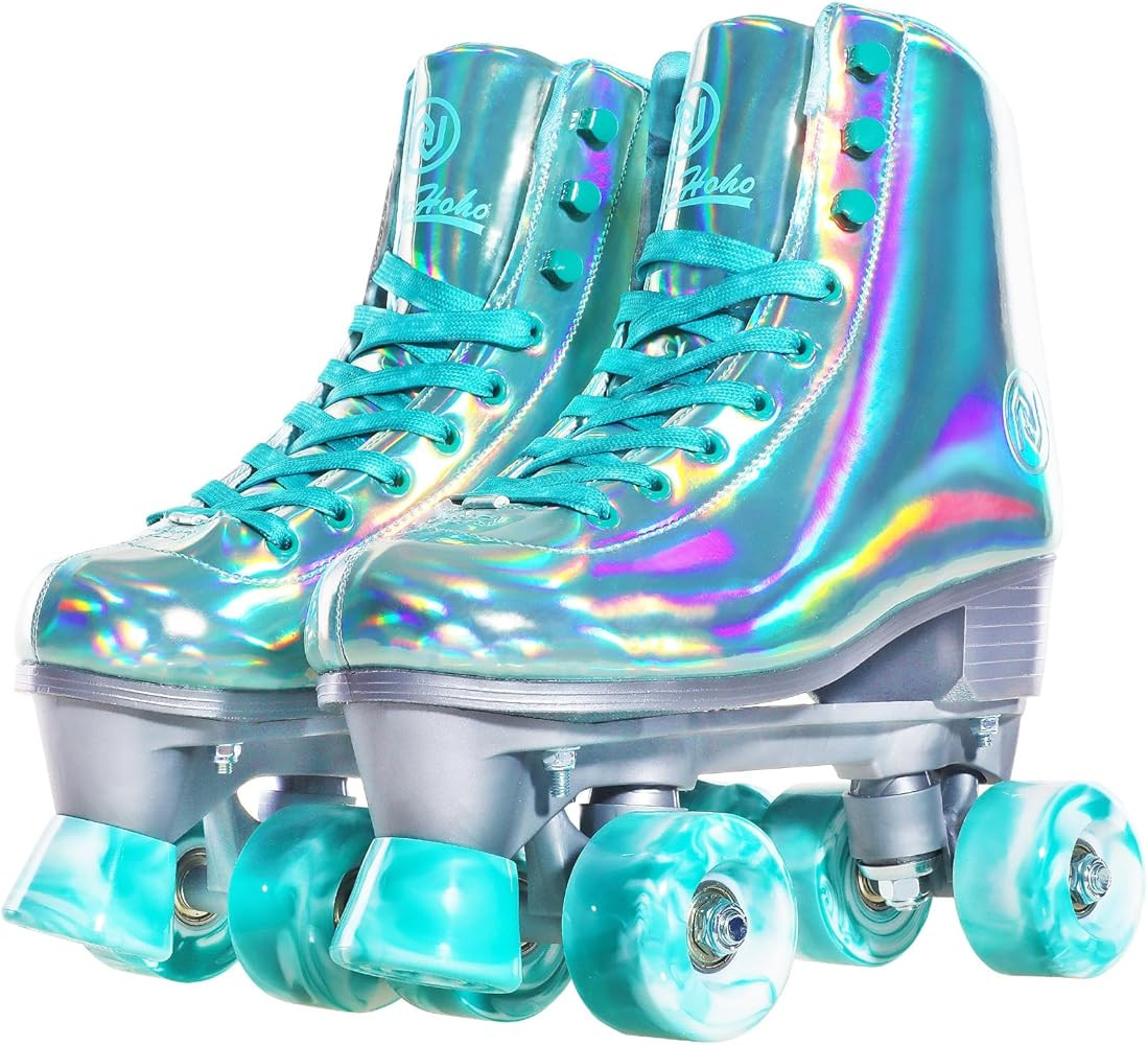 JajaHoho Roller Skates for Women, Holographic Rollerskates, Shiny Double-Row Four Wheels Quad Ska... | Amazon (US)
