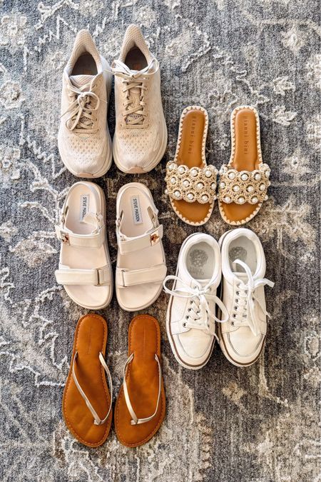 My vacation shoes lineup! If you’re not sure what to pack for your travel capsule wardrobe, try this formula: Three pairs of sandals (dressy, casual, pool/beach), one pair of workout/walking shoes, and one pair of simple white sneakers. You’ll be able to mix and match them, just make sure they’re all colors that can work with your outfits. Drop questions if you have them and I’ll get back to you!


Vacation outfits, summer outfits, 

#LTKshoecrush #LTKSeasonal #LTKtravel
