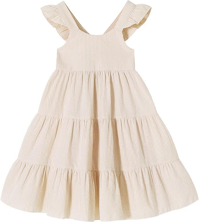 Kids Toddler Baby Girls Rainbow Dress Princess Sleeveless Beach Butterfly Sundress | Amazon (US)
