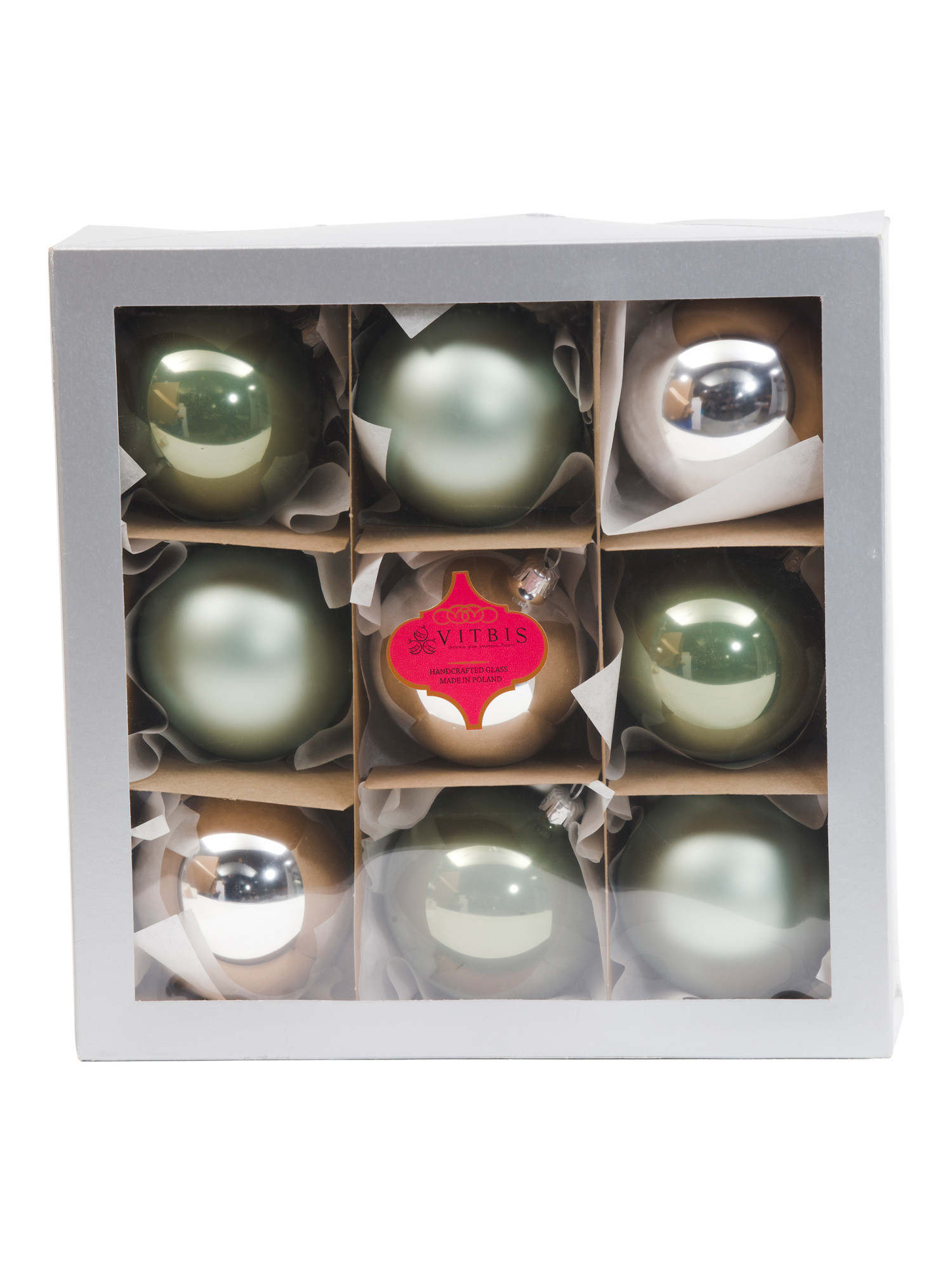 Made In Poland Set Of 9 3in Glass Ornaments | TJ Maxx