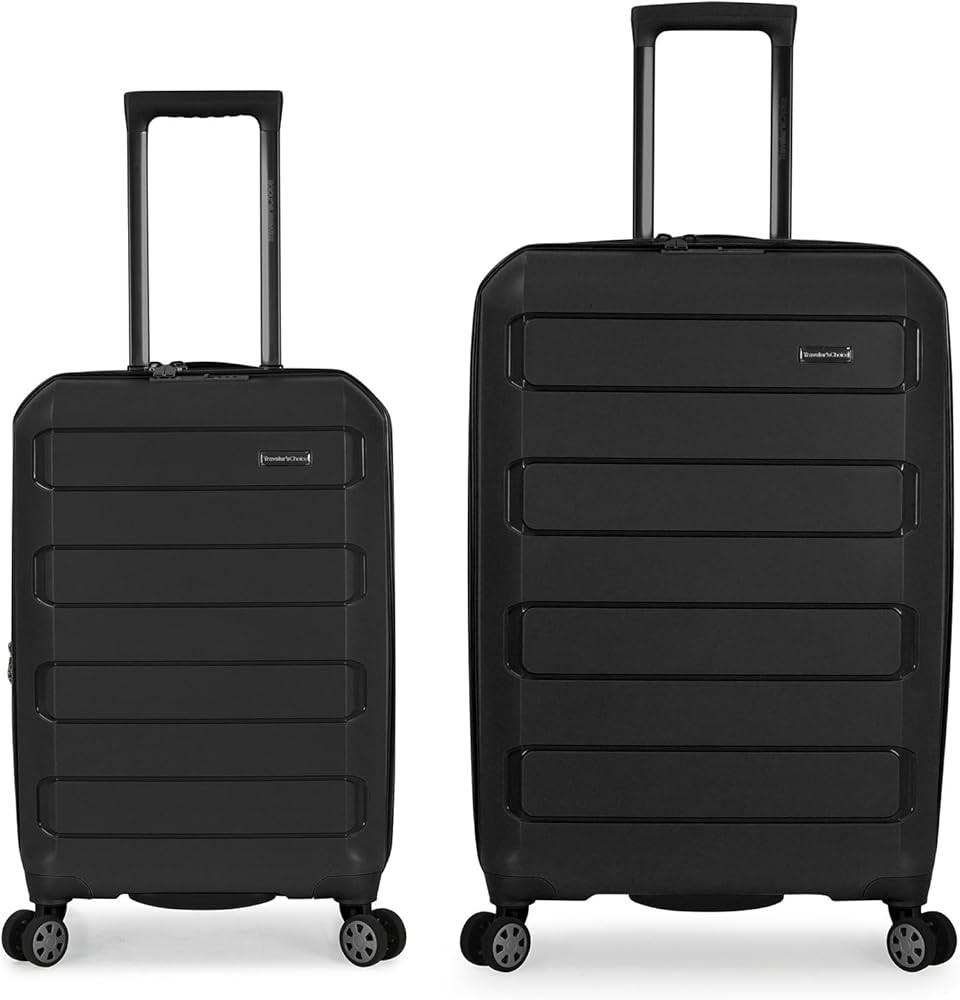 Traveler's Choice Pagosa Indestructible Hardshell Expandable Spinner Luggage, Black, 2 Piece Set | Amazon (US)