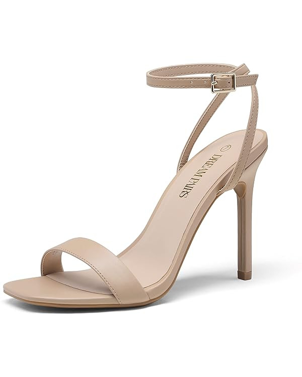 DREAM PAIRS Women’s High Stilettos Open Square Toe Ankle Strap Heels Sexy Comfort Strappy Dress... | Amazon (US)