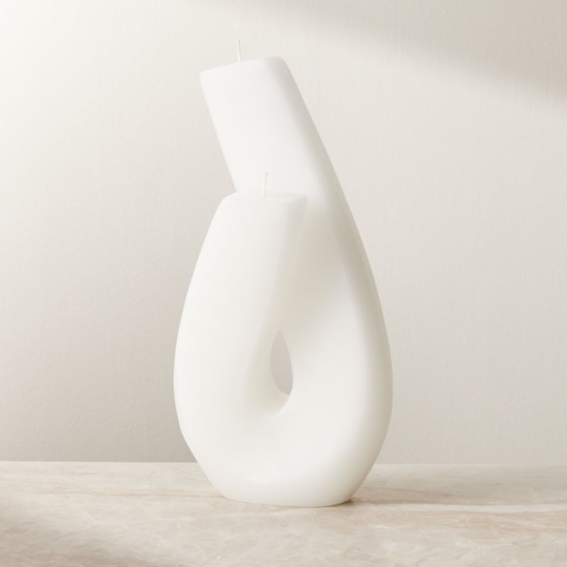 Halcyon Warm White Sculptural Candle 10.6" | CB2 | CB2