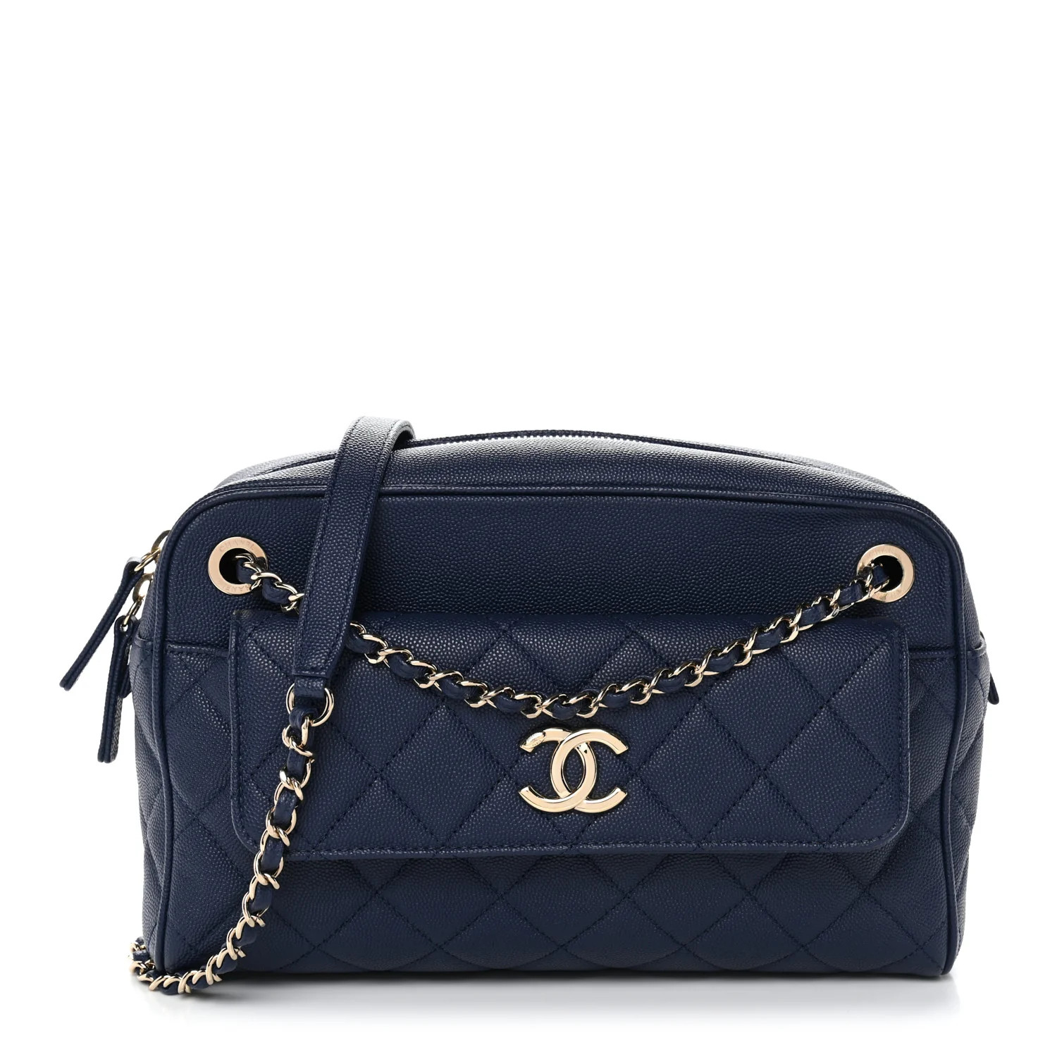 Chanel Caviar Quilted Large In &amp; Out Camera Case Navy 1871219 | FASHIONPHILE (US)