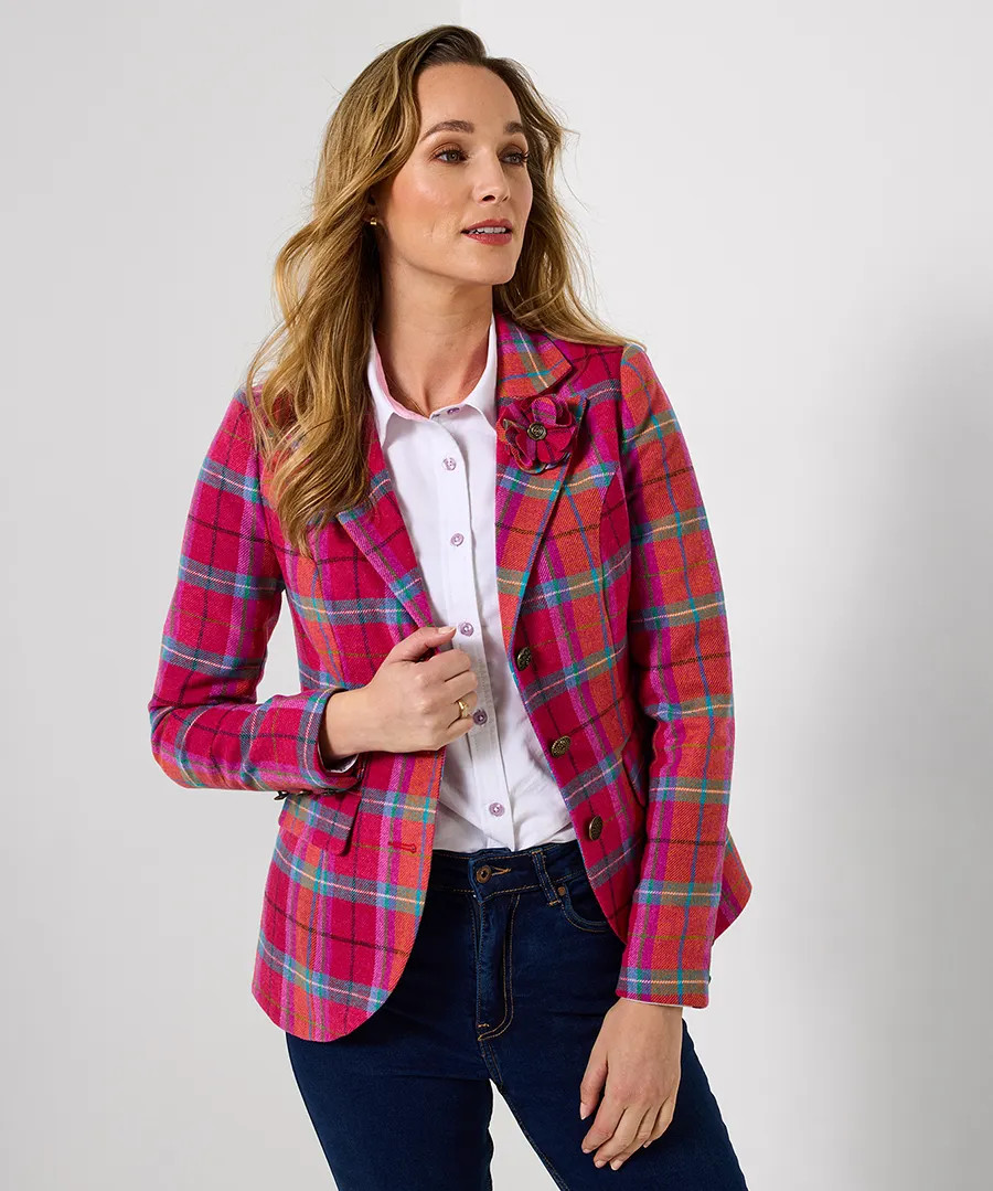 Charming Check Jacket With Detachable Corsage | Joe Browns