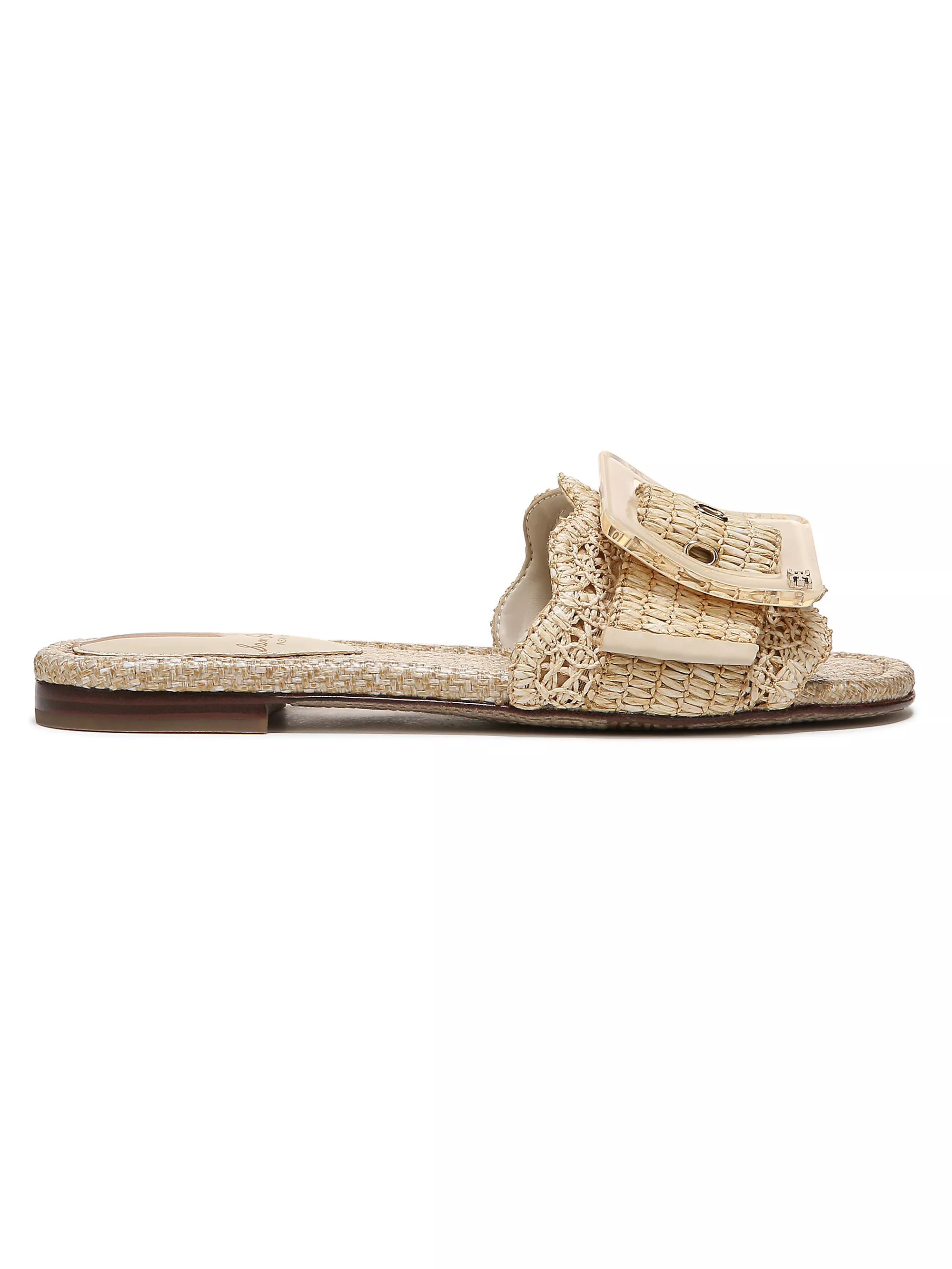 Bambi Raffia Buckle Slides | Saks Fifth Avenue