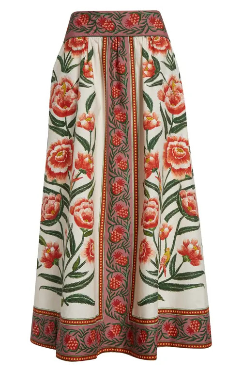FARM Rio Anika Placed Floral Print Cotton Skirt in Ainika Delicate Off-White at Nordstrom, Size L... | Nordstrom