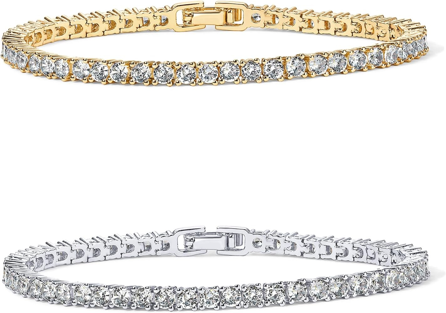 PAVOI 14K Gold Plated 3mm Cubic Zirconia Classic Tennis Bracelet | Gold Bracelets for Women | Siz... | Amazon (US)