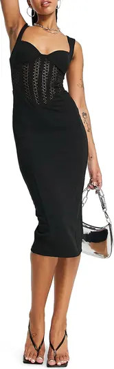 ASOS DESIGN Lace Inset Body-Con Dress | Nordstrom | Nordstrom