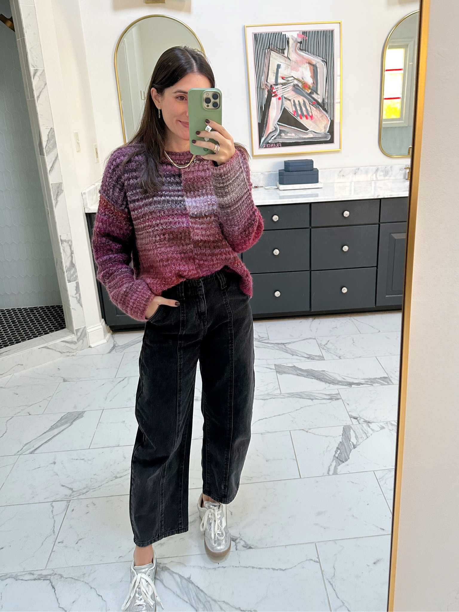 OOTD! Sizing below 👇🏻 

Sweater: small
Barrel jeans: 0 
Sneakers: TTS

#LTKSeasonal #LTKFindsUnder100 #LTKFindsUnder50