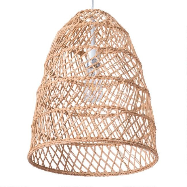 Natural Rattan Open Weave Woodrow Pendant Lamp | World Market