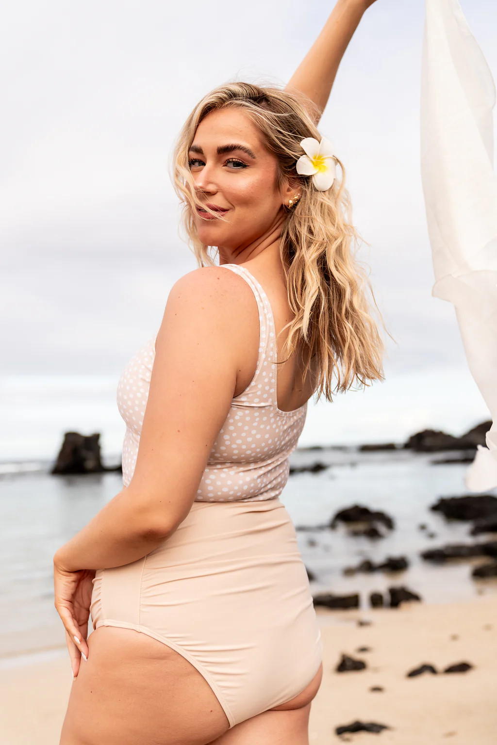 High Rise Barefoot Bottom | Coconut | Coral Reef Swim