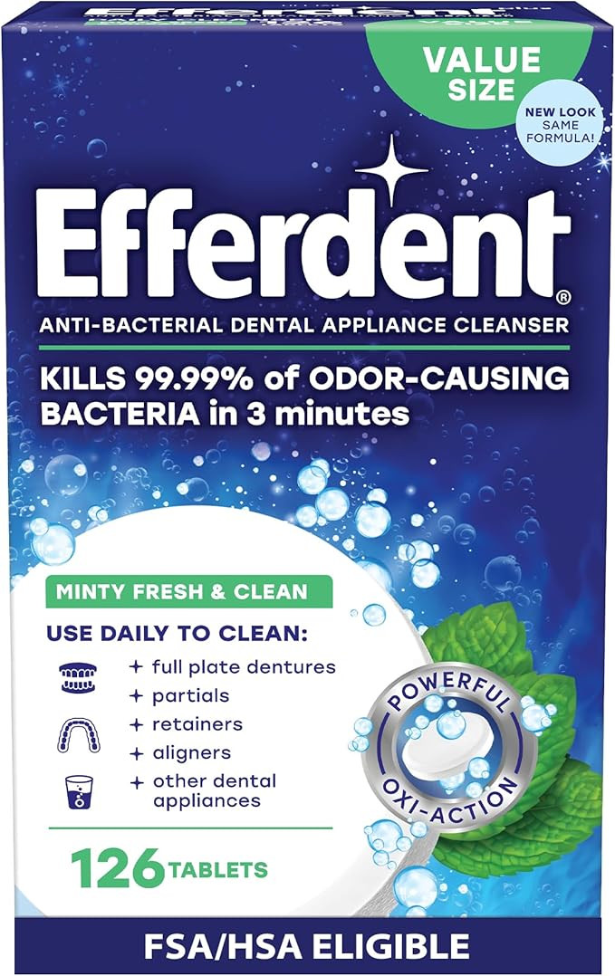 Efferdent Denture Cleaner Tablets – Dental Appliances, Aligners, Mouth Guard, and Retainer Clea... | Amazon (US)