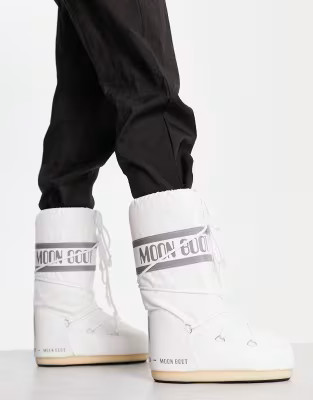 Moon Boot Icon waterproof nylon knee boot in white | ASOS (Global)