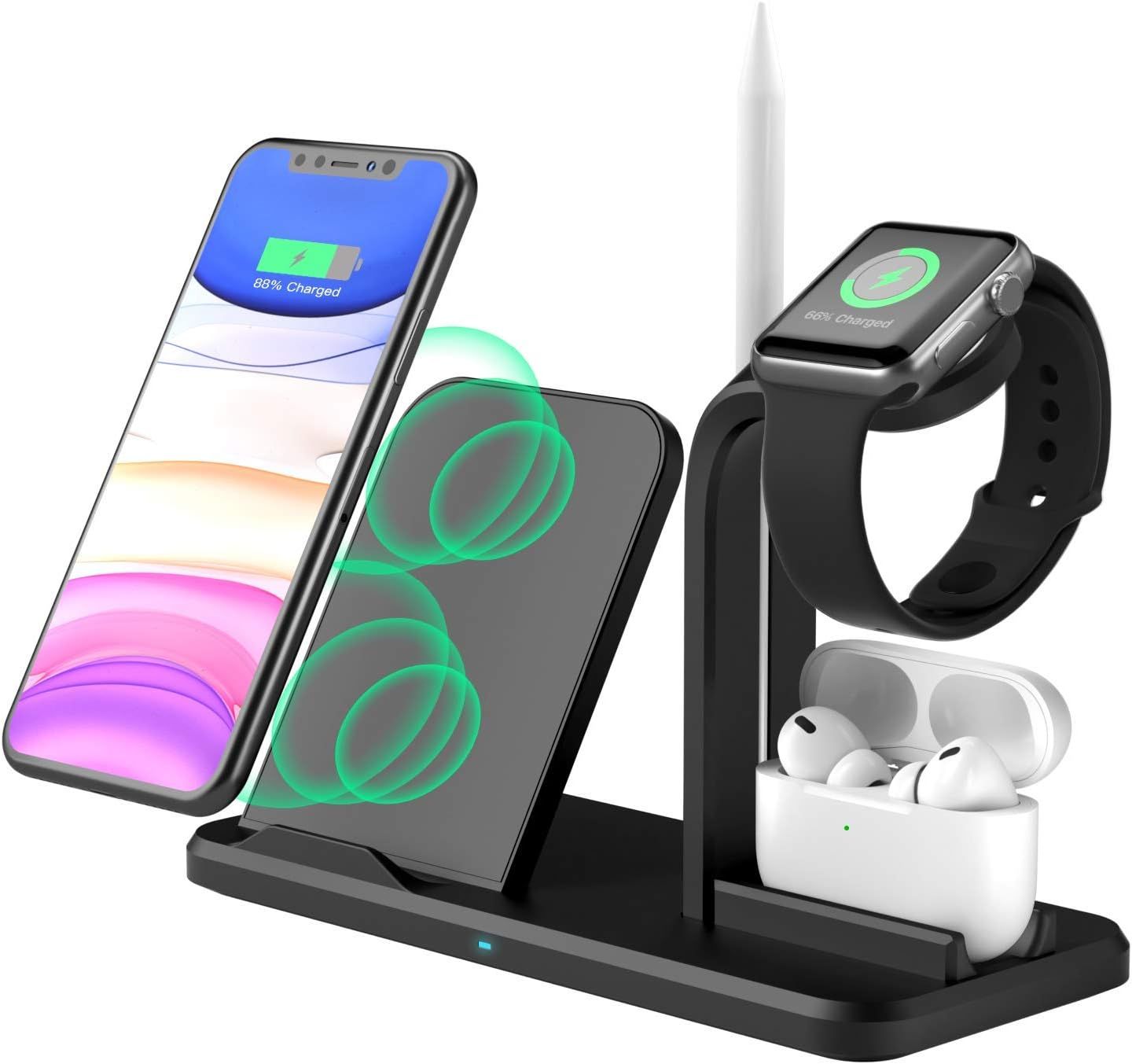 Wireless Charging Station, Earteana 3 in 1 Wireless Charger for Apple Watch Airpods, Wireless Cha... | Amazon (US)
