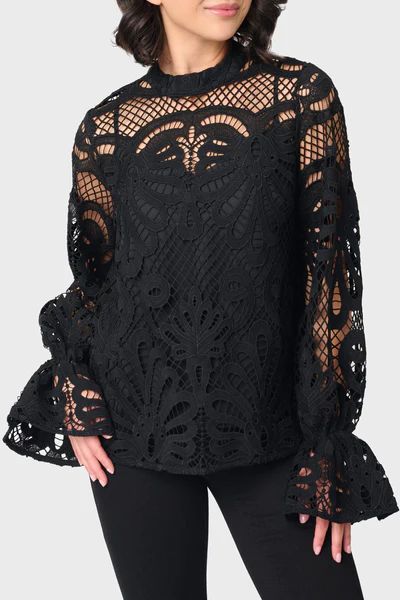 Lovely In Lace Flutter Cuff Blouse | Gibson