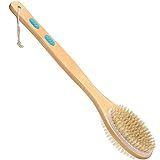 Emoly Bath Body Exfoliating Brush，Portable Shower Back Cleaning Scrubber with Long Wooden Handle, Do | Amazon (US)
