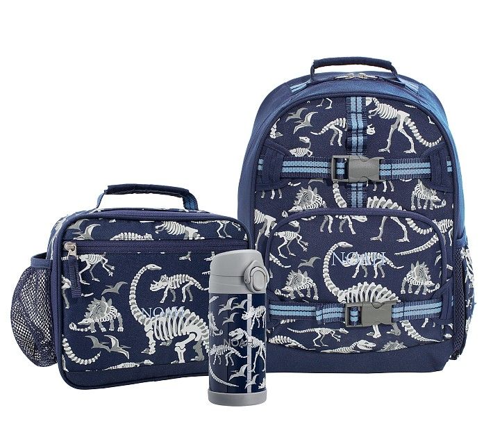 Mackenzie Navy Dino Bones Glow-in-the-dark Backpack & Lunch Bundle, Set Of 3 | Pottery Barn Kids