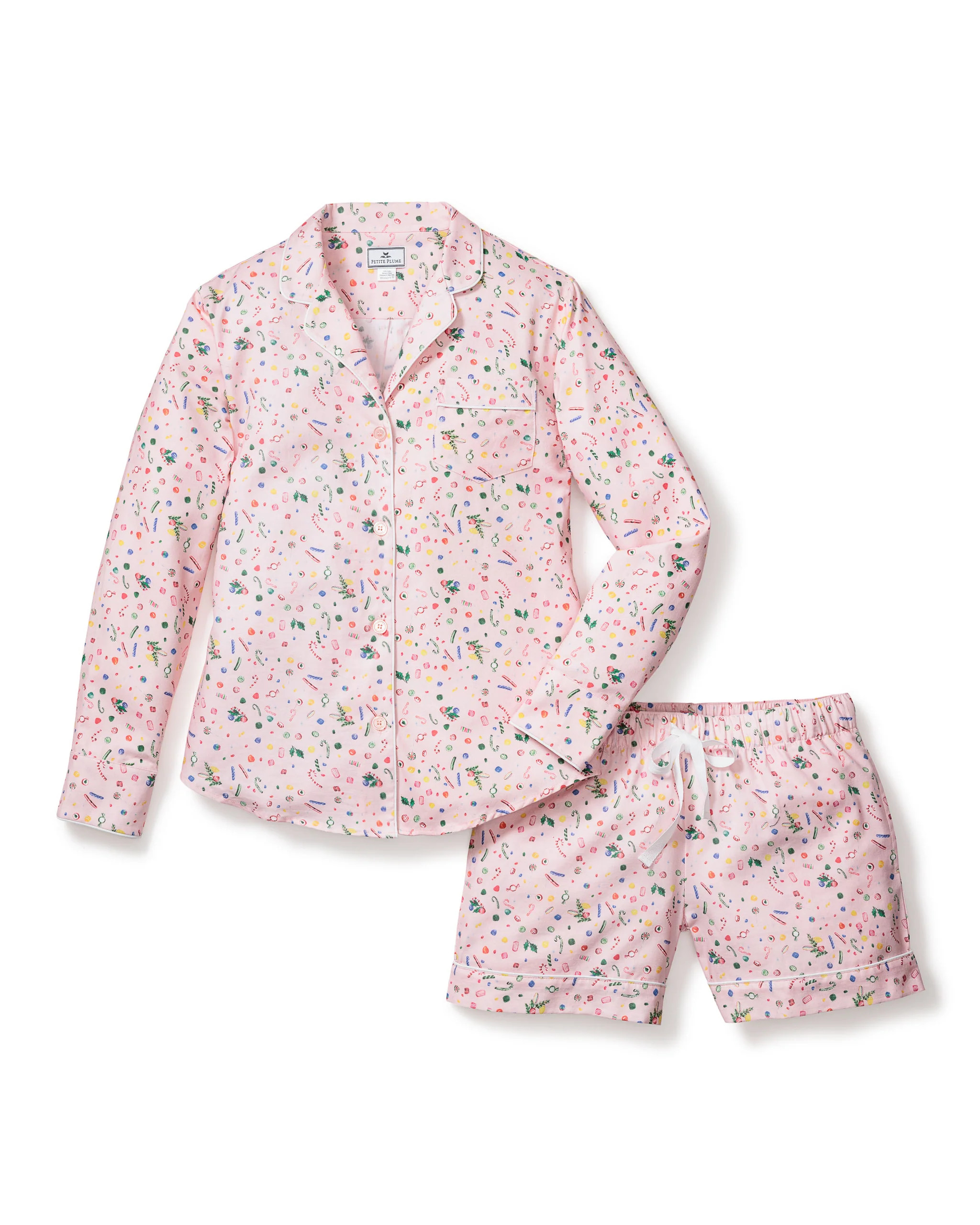 Women's Twill Long Sleeve Short Set in Vintage Sweets | Petite Plume