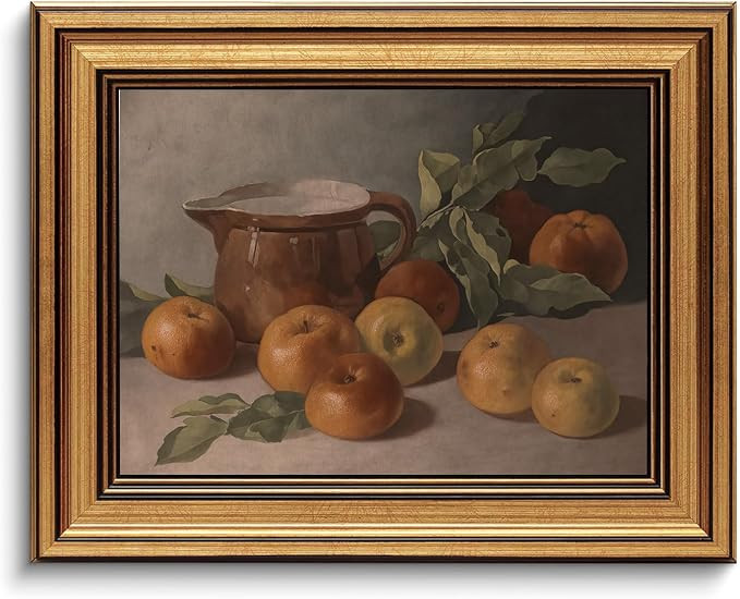 BRUZYIYE Vintage Gold Framed Wall Art Harvest Apples Still Life Oil Painting Artwork Abstract Can... | Amazon (US)