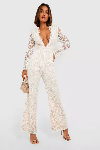 Lace Plunge Wide Leg Jumpsuit | Boohoo.com (UK & IE)