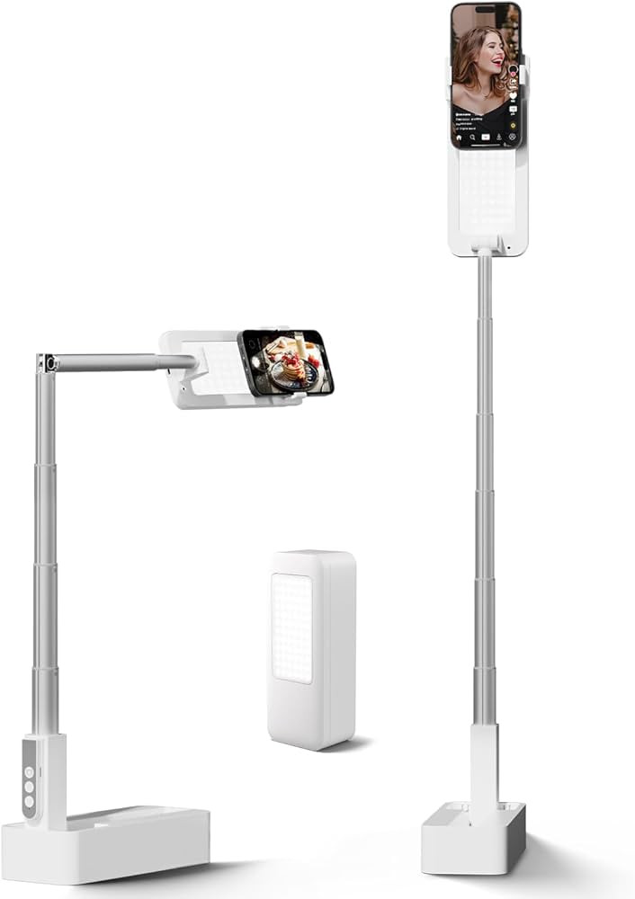 Viozon Extendable Selfie Phone Stand,5 Brightness&3 Color,360° Rotation Rechargeable Wireless Fo... | Amazon (UK)